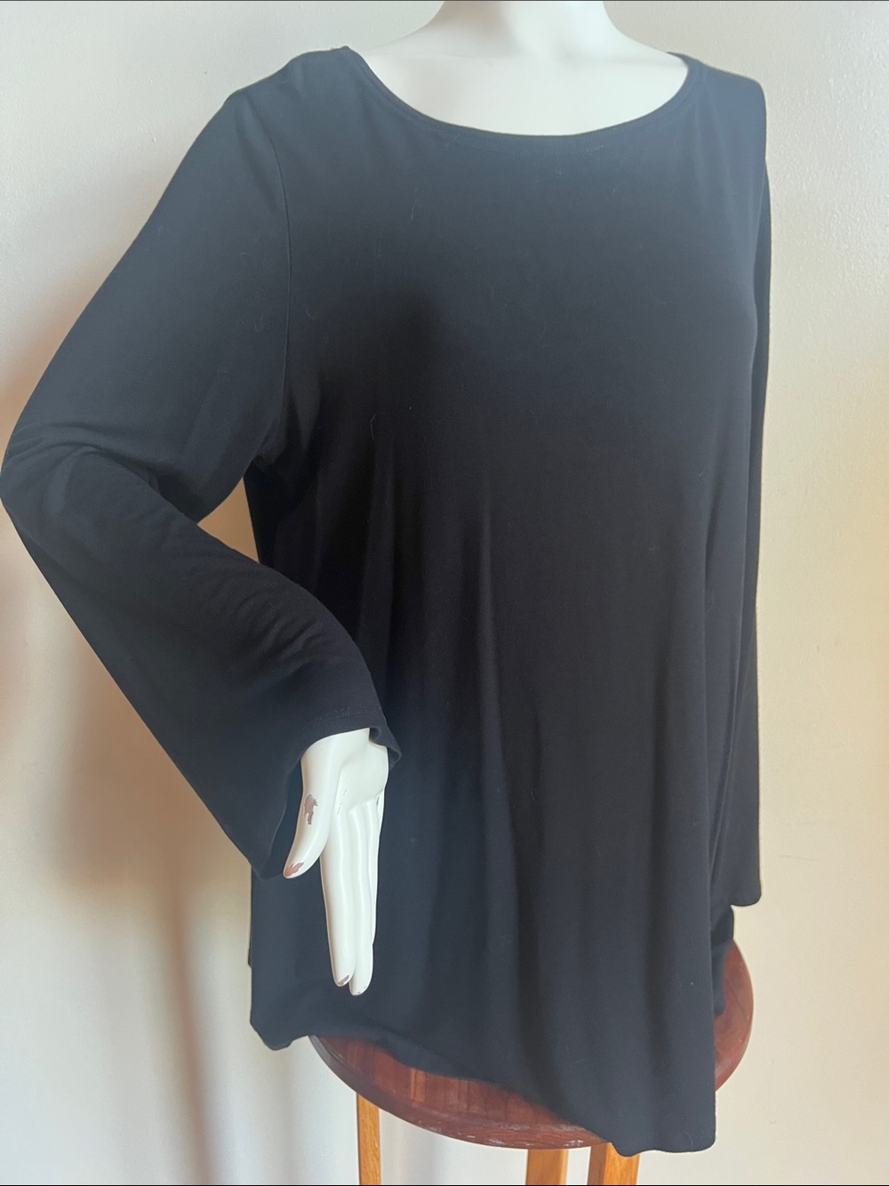 Eileen Fisher Black Long-Sleeve Boat Top